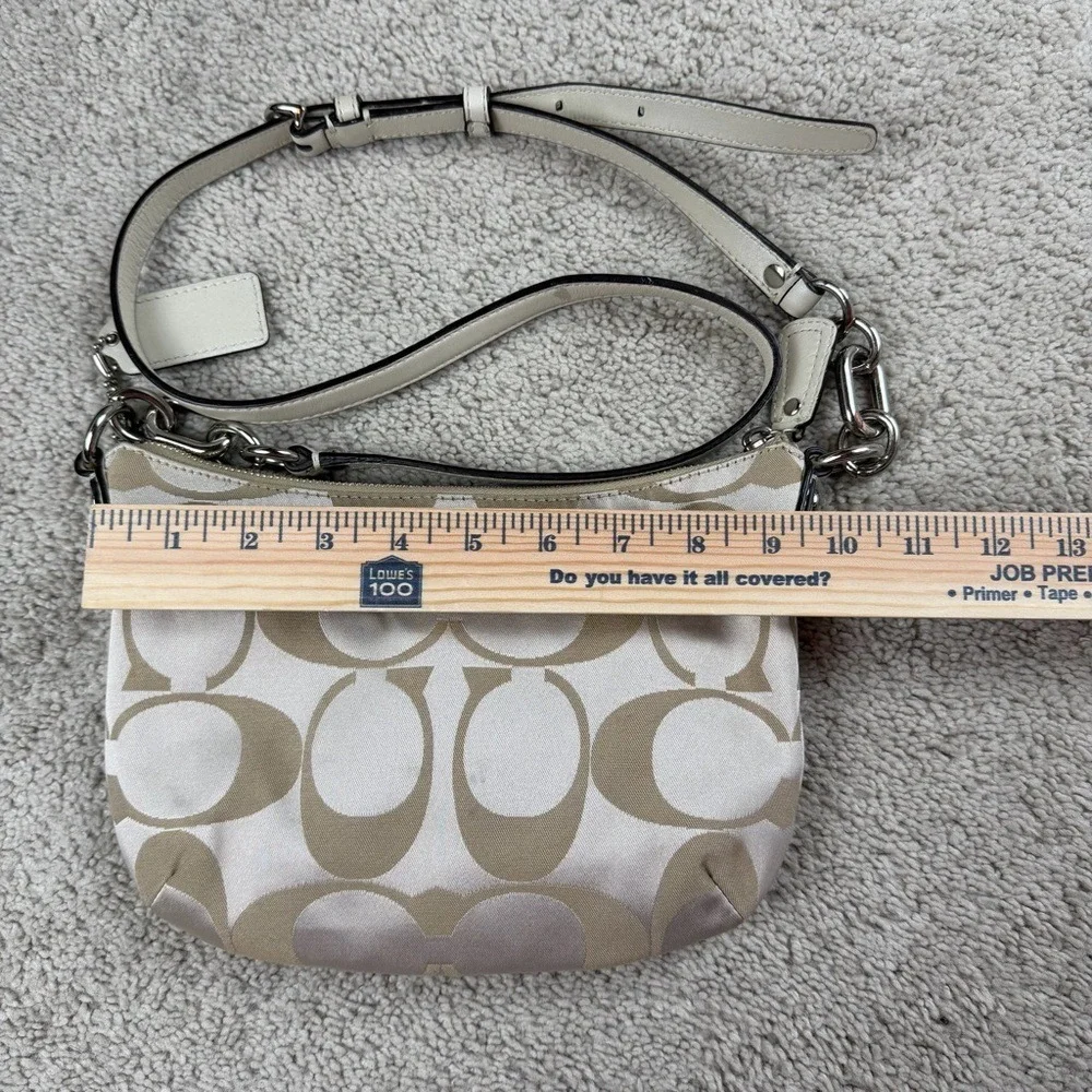 COACH Kristin Op Art Signature East West Crossbody‎ Sateen Shoulder Beige Canvas